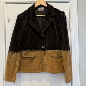 Per Una Velvet Blazer Womens UK 16 Ombré Jacket Dark Feminine Preppy Goth Cotton